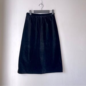 Vintage 80s Russ Black Velvet Knee Length A-line Skirt 8